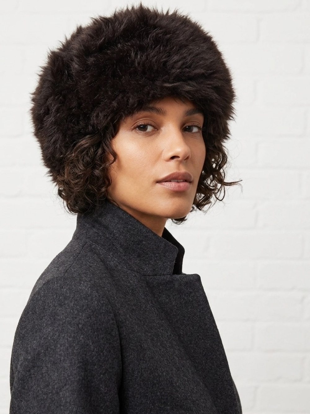 Vintage Italian Tuscan Lamb Fur Cossack Hat Brown Genuine Fur Made Italy